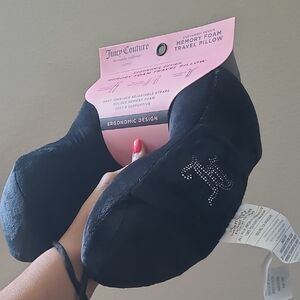 Juicy Couture Black Memory Foam Ergonomic Travel Pillow